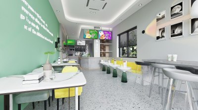 现代奶茶店3D模型下载